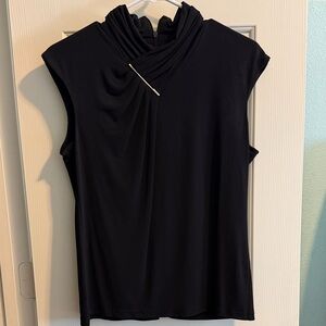 Calvin Klein Black Draped Neck Blouse